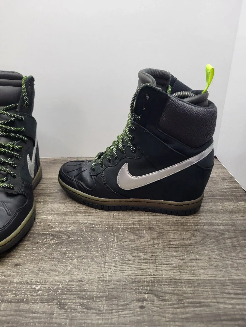 Nike Dunk Sky Hi Black Silver High Top Sneaker 684954-001 Women's Size 8